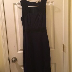 Retro Navy Minidress with Slit